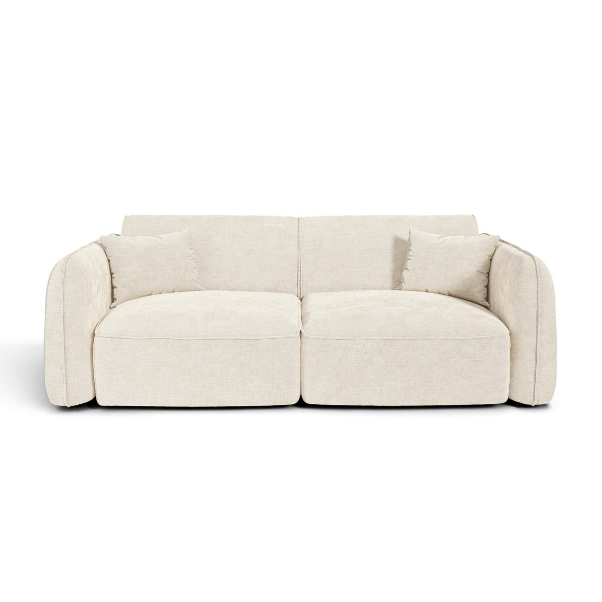 SOFA LOMI Geprägter Samt Creme 150cm - Creme, Textil (150/74/90cm) - Premium Interiors