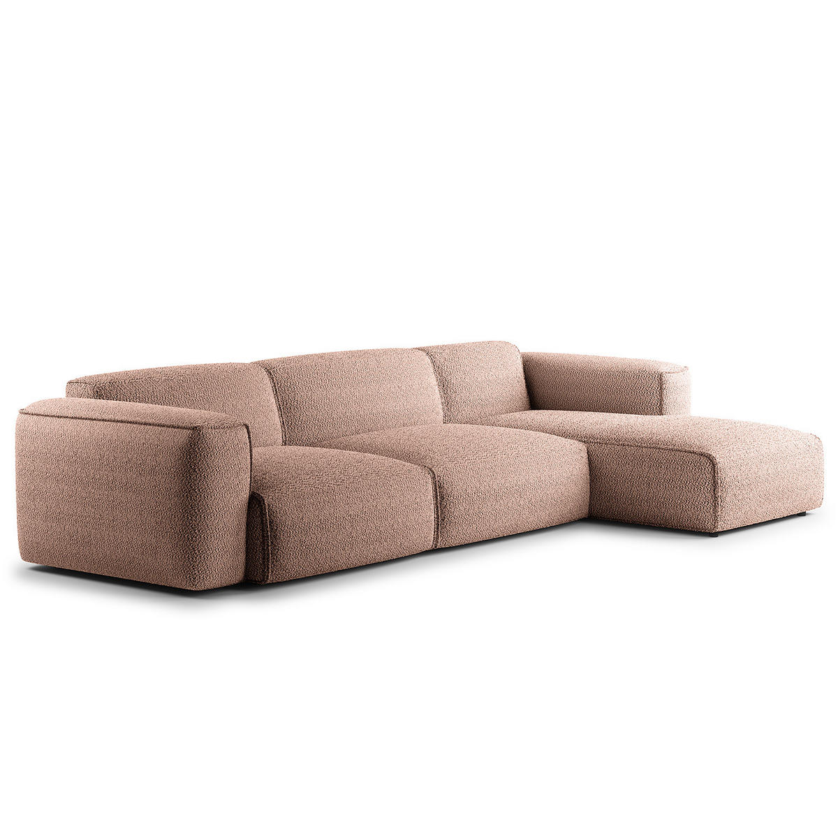 3-SITZER ECKSOFA mit Longchair - Mauve/Schwarz, Kunststoff/Textil (317/173cm) - home24