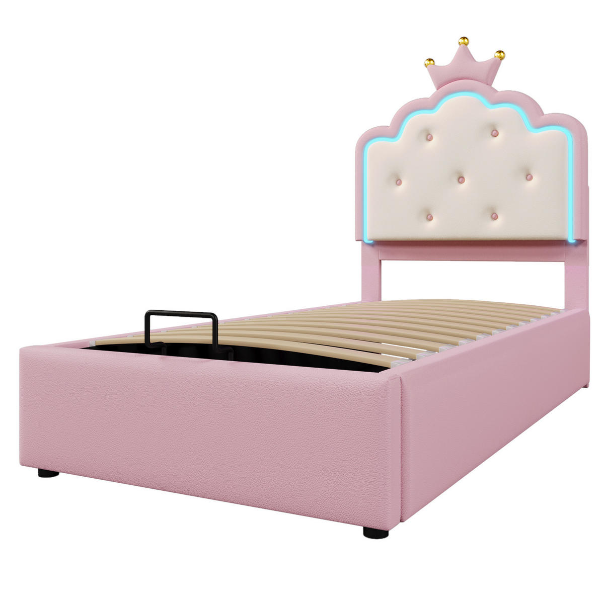 POLSTERBETT 90/200 cm Rosa aus PU mit Lattenrost - Rosa, Kunststoff (90/200cm) - OKMYHOME