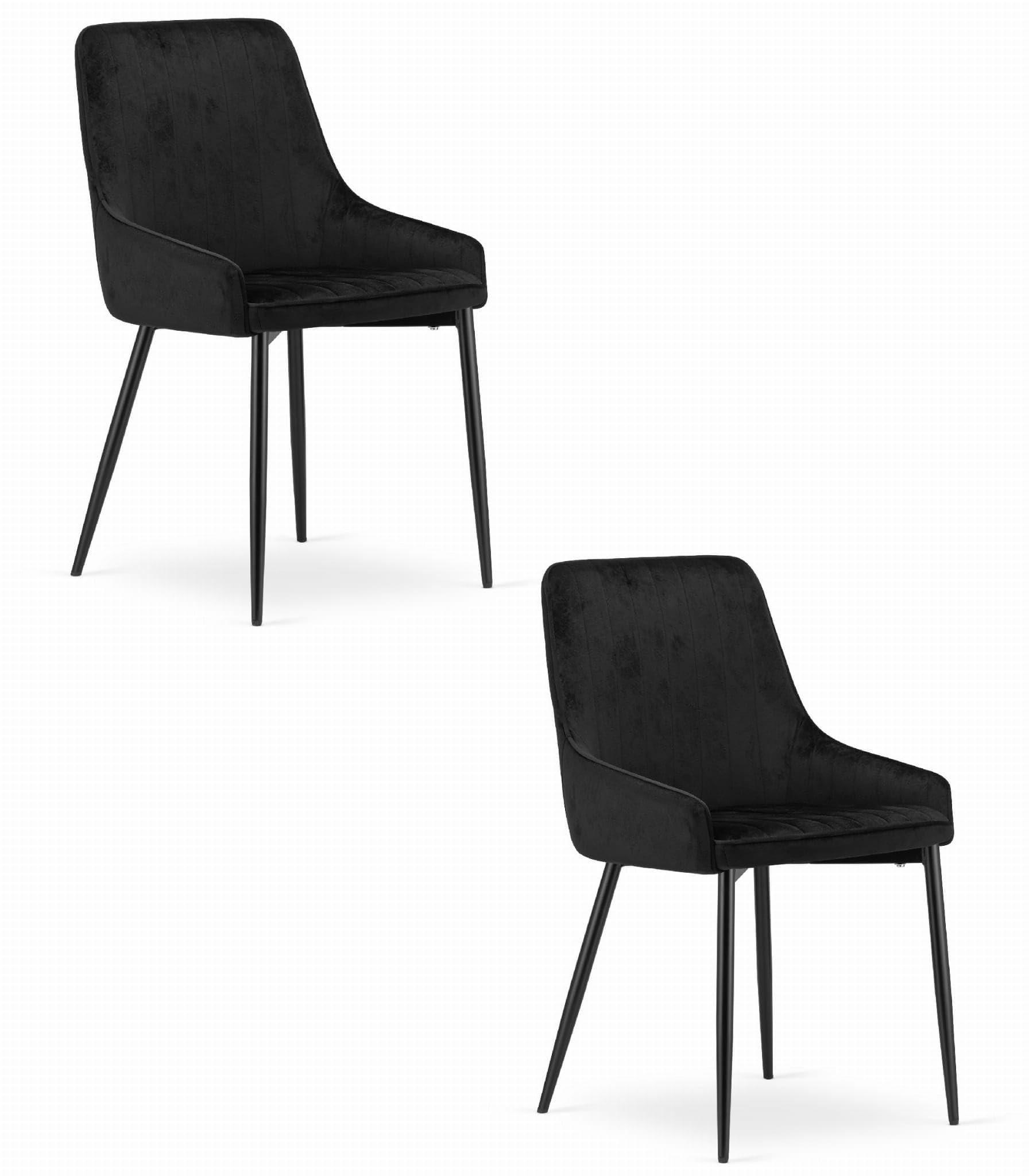 ESSZIMMERSTUHL 2er Set Schwarzer Velours, Schwarz gepolsterte Rückenlehne, Bequeme Sitzfläche - Schwarz, Textil (38/84/46cm) - Best For Home