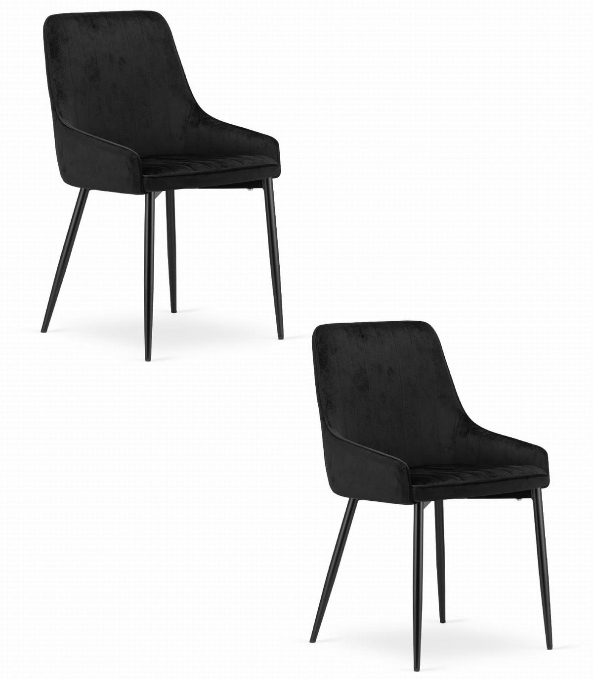 ESSZIMMERSTUHL 2er Set Schwarzer Velours, Schwarz gepolsterte Rückenlehne, Bequeme Sitzfläche - Schwarz, Textil (38/84/46cm) - Best For Home