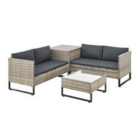 LOUNGEGARNITUR Santorini grau-meliert / grau - Grau, Kunststoff - Juskys