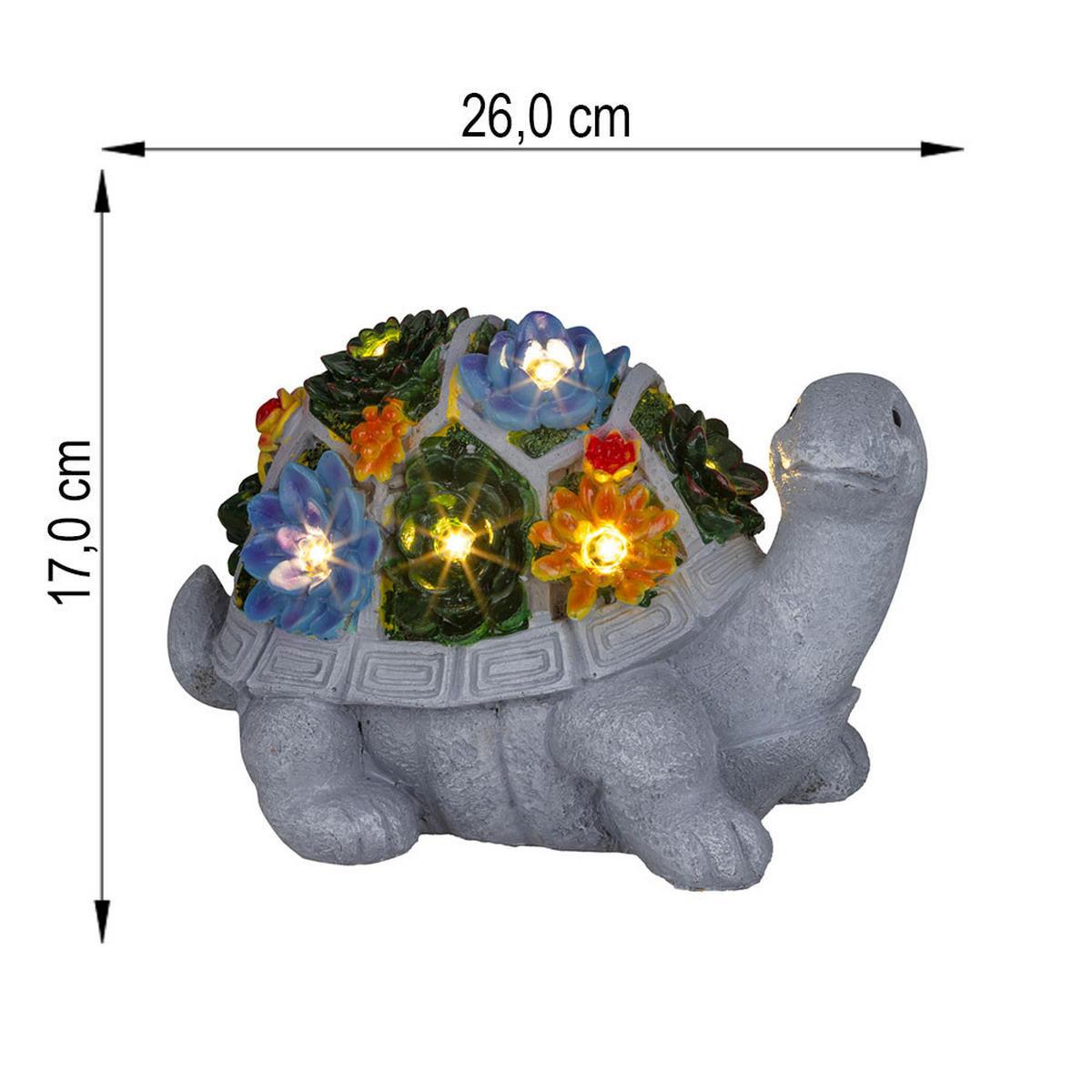 LED SOLARLEUCHTE Schildkröte, Polyresin, Dämmerungssensor - Grau, Kunststoff (26/14.8/17cm)