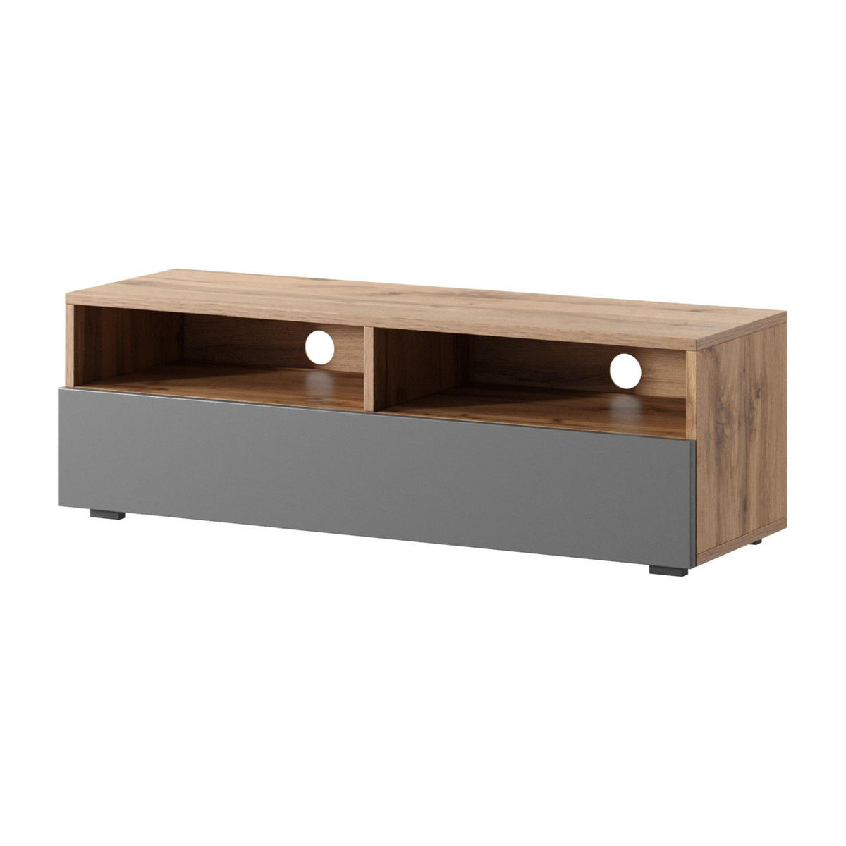 TV-LOWBOARD Rednaw Eiche/Grau Hochglanz 100 cm - Eiche Wotan/Grau, Holzwerkstoff (100/30/31cm) - Selsey