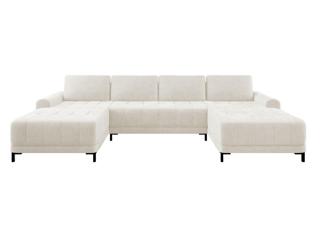 WOHNLANDSCHAFT Aris XL - Creme/Schwarz, Holz/Textil (337/92/168cm) - MIRJAN24