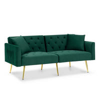 SOFA mit verstellbarer Rückenlehne 2-Sitzer Samt Grün - Grün, Holzwerkstoff (177/74/78cm) - Meubliv