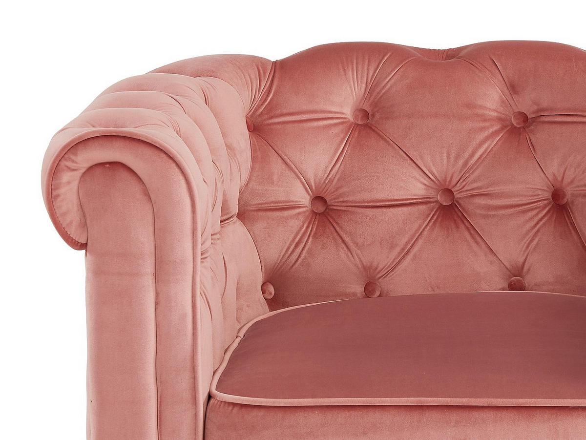 SESSEL - Samt - Rosa - CHESTERFIELD - Pink, Textil (78/72/85cm) - Vente-Unique