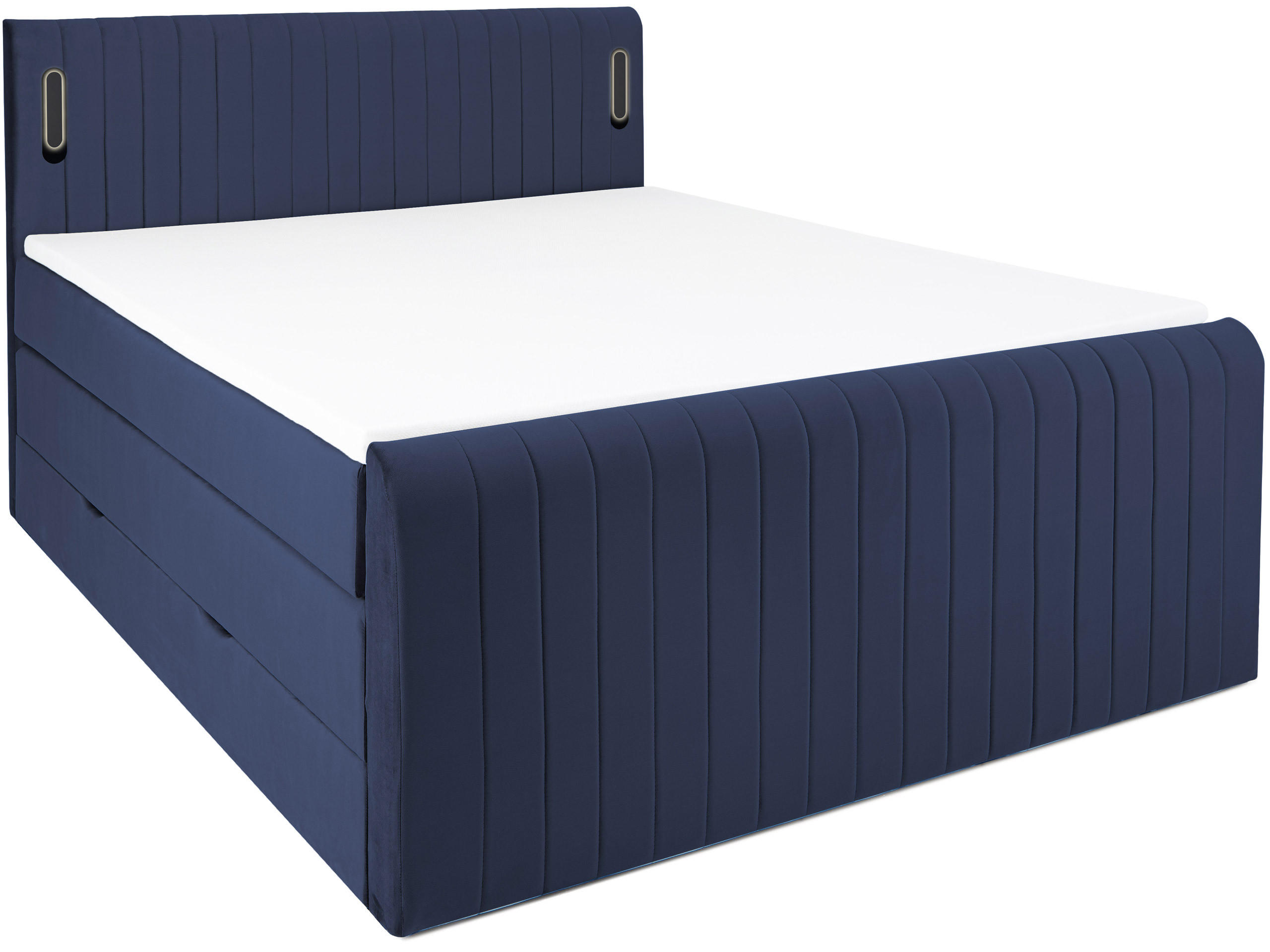 BOXSPRINGBETT FLY blau 160/200 cm H3/H4 Samt - Blau, Textil (160/200cm) - wonello