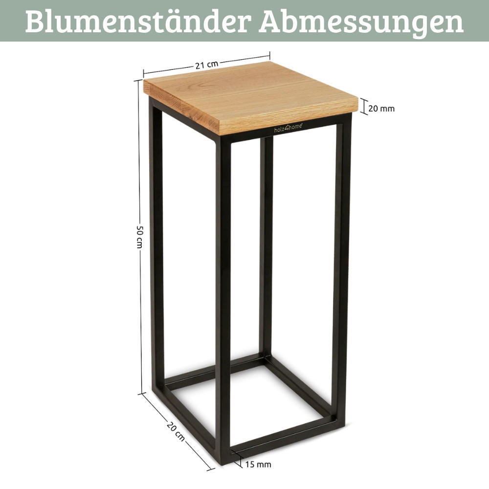 BLUMENSTÄNDER Holz LURI 50 cm hoch Eichenholz Metallgestell - Braun, Holz (20/50/21cm) - DELUKE