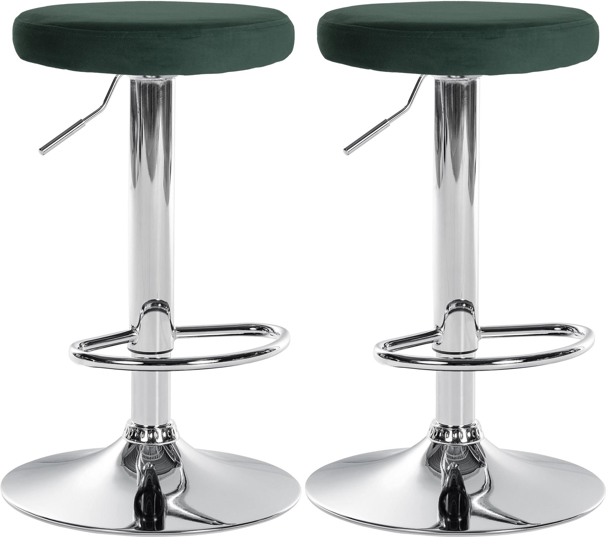 BARHOCKER 2er Set Samt grün - Grün, Textil/Metall (38.5/60/38.5cm) - CLP