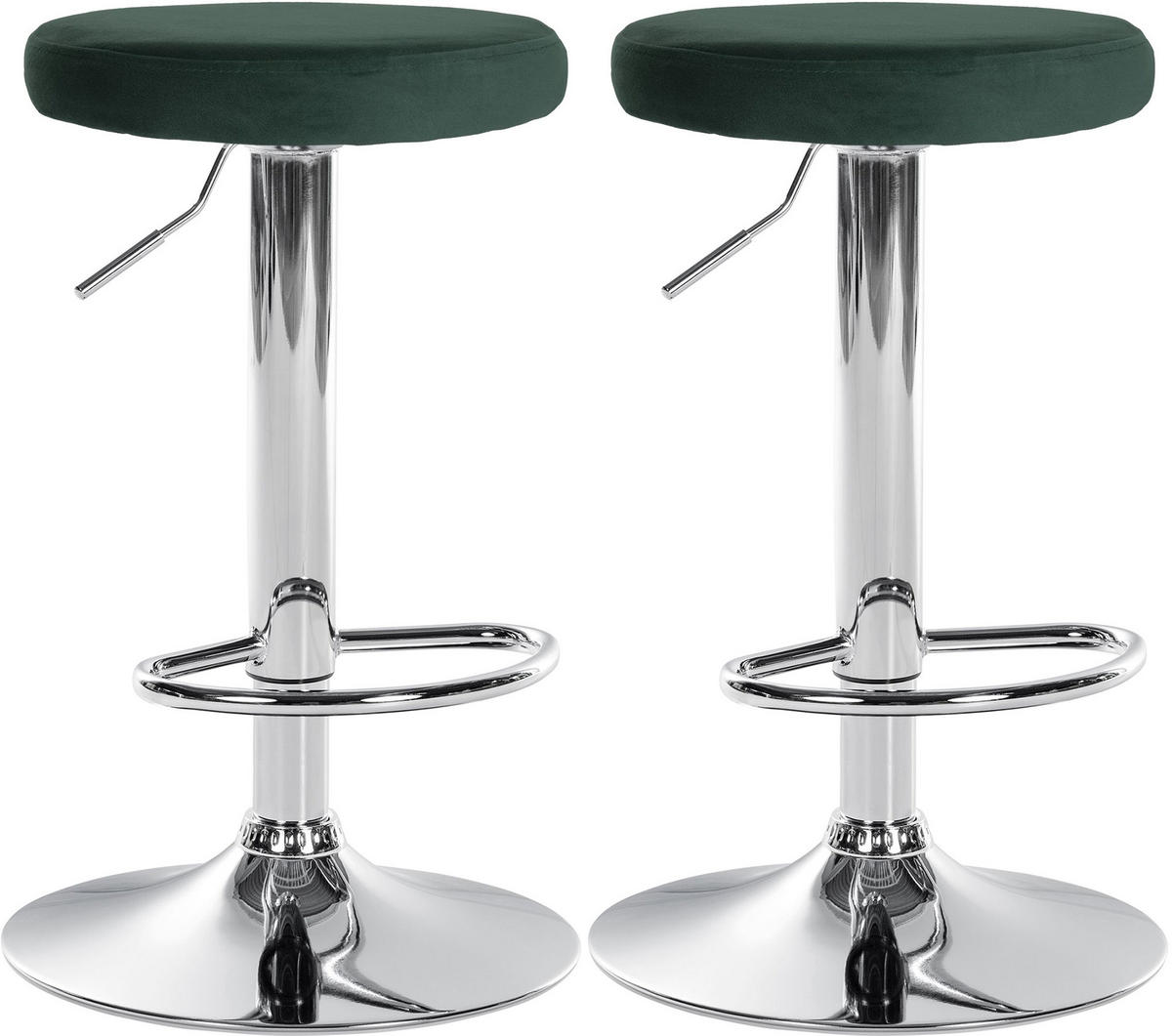 BARHOCKER 2er Set Samt grün - Grün, Textil/Metall (38.5/60/38.5cm) - CLP