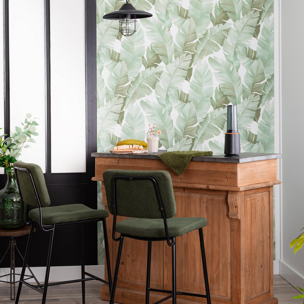 BARHOCKER-SET 4 Stück in Eisen Stoffbezug, Green - Grün, Textil (46/102/52cm) - Meubles Cosy