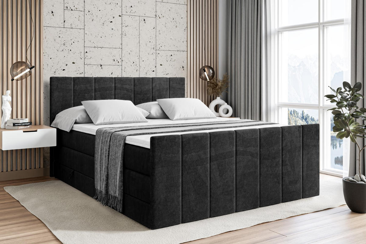 BOXSPRINGBETT MOETI-Z KING - 120x200 - H3/H4 - Schwarz - Schwarz, Holzwerkstoff (120/200cm) - ALTDECOR