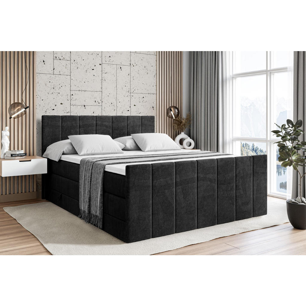 Thumbnail - Altdecor Boxspringbett, Schwarz, Holzwerkstoff, Höhe ca. 20 cm, 180x200 cm, Schlafzimmer, Betten, Boxspringbetten
