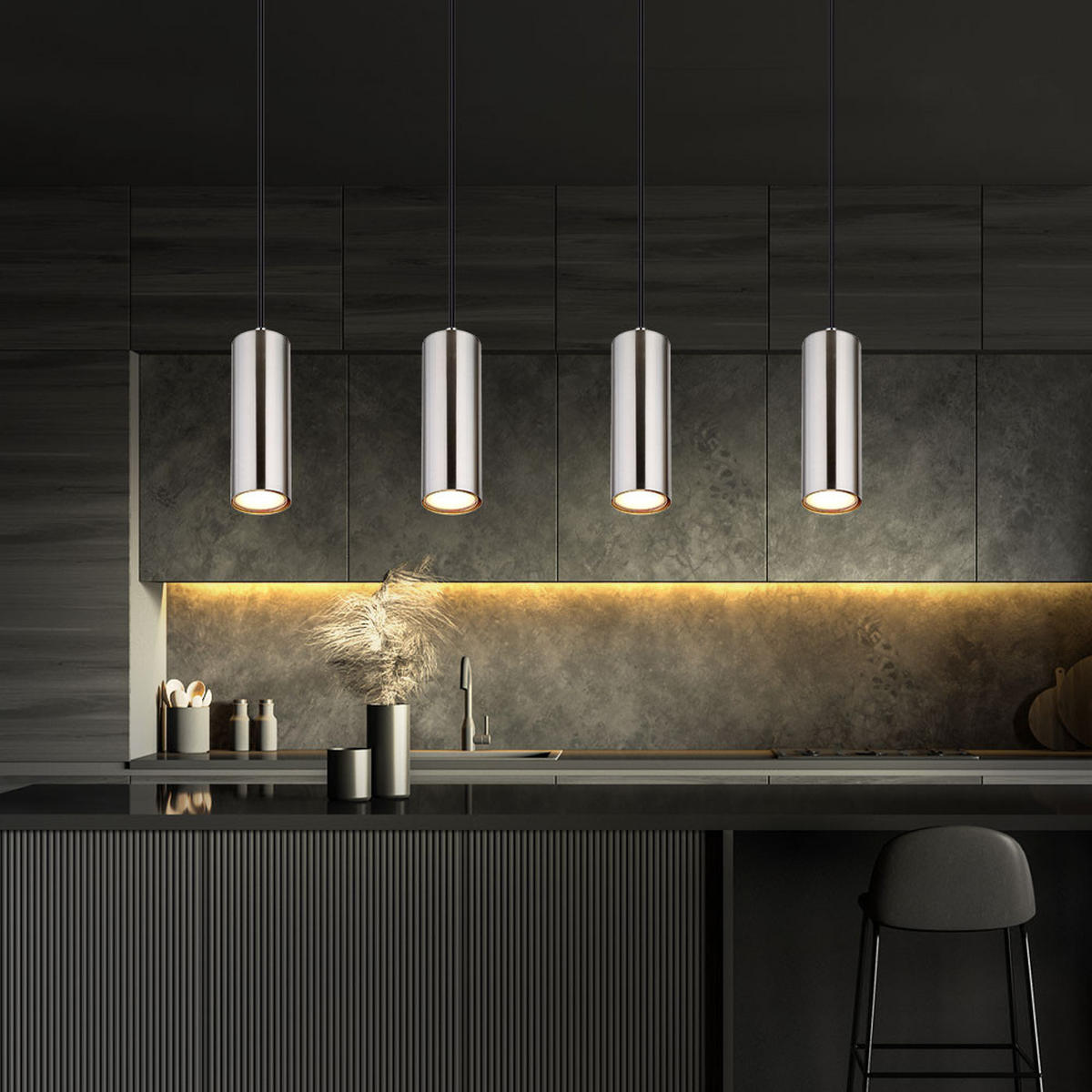 LED HÄNGELEUCHTE Metall Silber 4-flammig - Silberfarben, Metall (65/6/120cm)