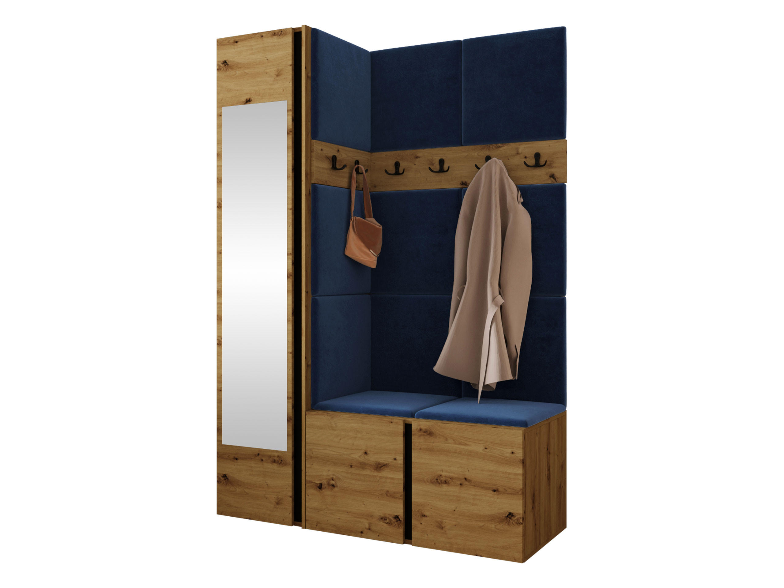 Mirjan24 Garderoben-Set Eiche Artisan, Blau 124x186x46 cm