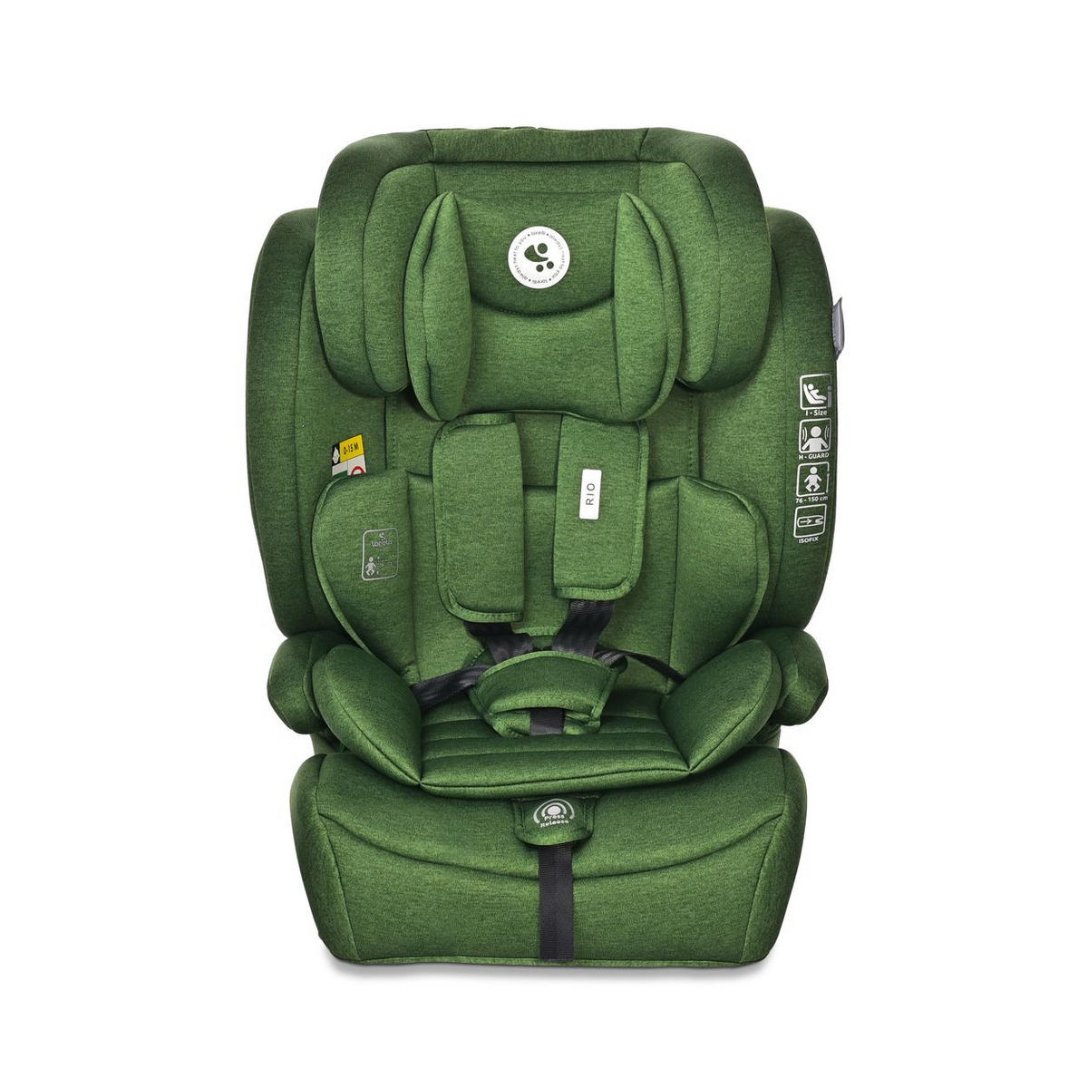 KINDERSITZ i-Size Rio grün (76 - 150 cm) Isofix Top Tether Kissen verstellbar - Grün, Kunststoff (45/60/43cm) - Lorelli