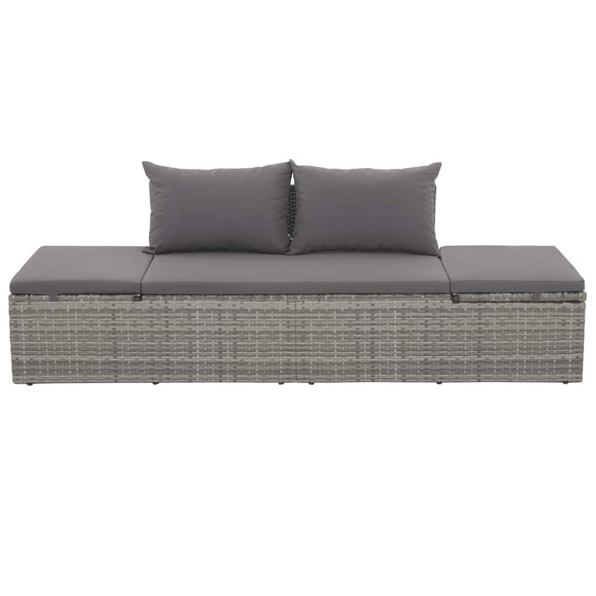 GARTENBETT Grau 195/60 Cm Poly Rattan - Dunkelgrau/Grau, Kunststoff/Textil (60/60/195cm) - vidaXL