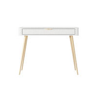 KONSOLENTISCH Flore 100 cm Weiß / Gold - mit geriffelter Schublade - Gelb/Goldfarben, Holz/Holzwerkstoff (38/100/78cm) - Ravio