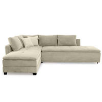 ECKSOFA-DAUERSCHLÄFER Doppelbett Boxspring Federkern Topper, seitenverkehrt montierbar B306/T223/H95 cm, Cord Beige Grau / 15161 - Greige/Beige, Kunststoff/Textil (306/223cm) - luma-home