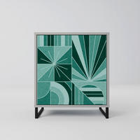 SIDEBOARD HARMONIC GRID, Grau, 57,5x42x67,5 cm, Schwarze Metall-Rahmenfüße - Multicolor/Schwarz, Holzwerkstoff/Metall (57.5/67.5/42cm) - SpaceRebels