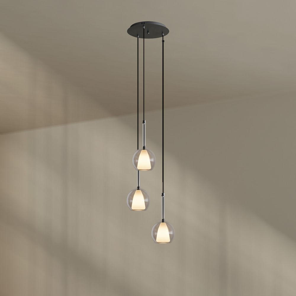GALERIELEUCHTE Belluna 3-flammig Klar Ø 14cm - Klar, Glas (14/14/35cm) - s.luce
