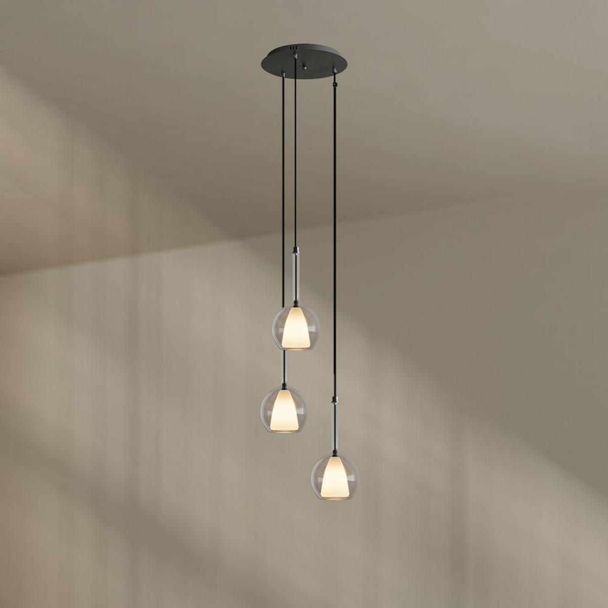 GALERIELEUCHTE Belluna 3-flammig Klar Ø 14cm - Klar, Glas (14/14/35cm) - s.luce