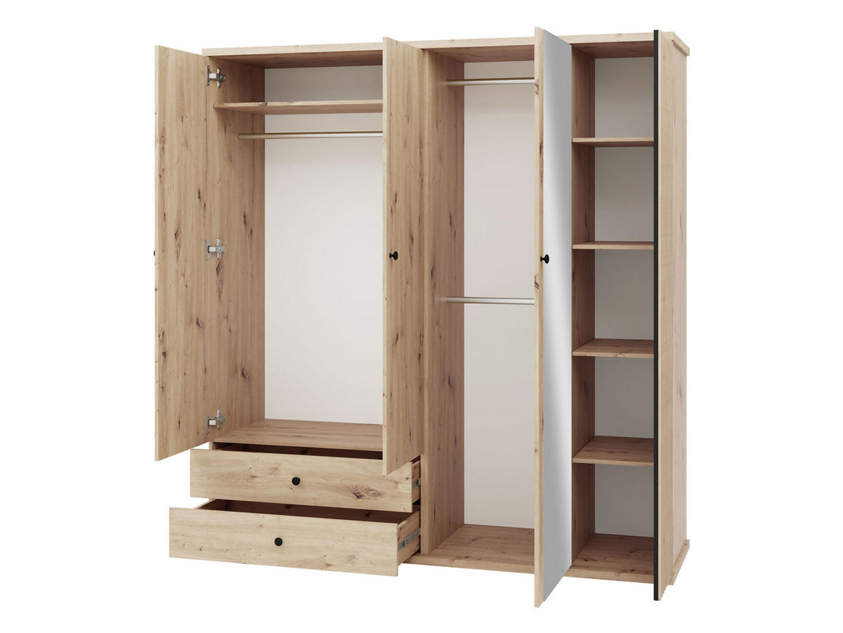 KLEIDERSCHRANK Cali C-24 - Schwarz/Eiche Artisan, Holzwerkstoff/Kunststoff (200/213/60cm) - MIRJAN24