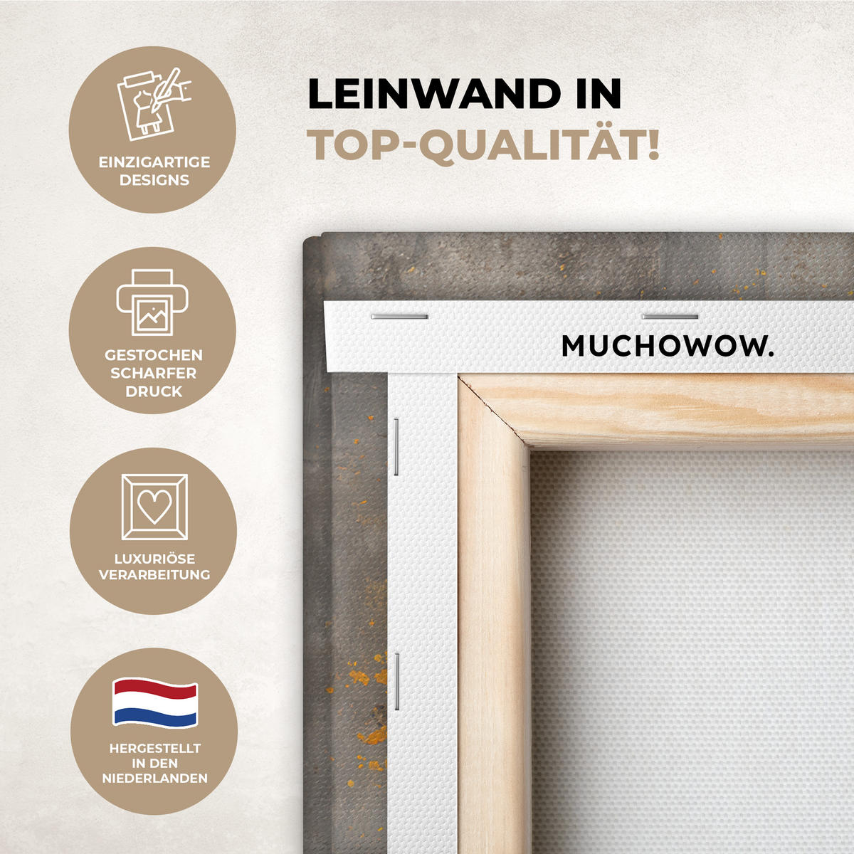 LEINWANDBILD Baum - Blätter - Gold - Abstrakt Deko Wohnzimmer 20x20 cm - Grau, Textil (20/20cm) - MuchoWow