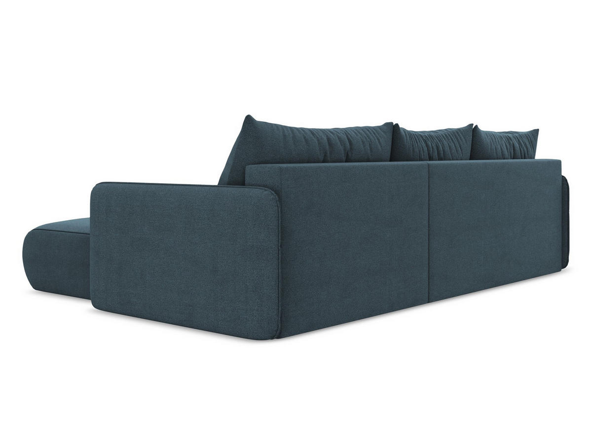ECKSOFA mit Schlaffunktion Strukturstoff Stoff Blau - Blau/Blaugrau, Kunststoff/Textil (240/148cm) - Makamii
