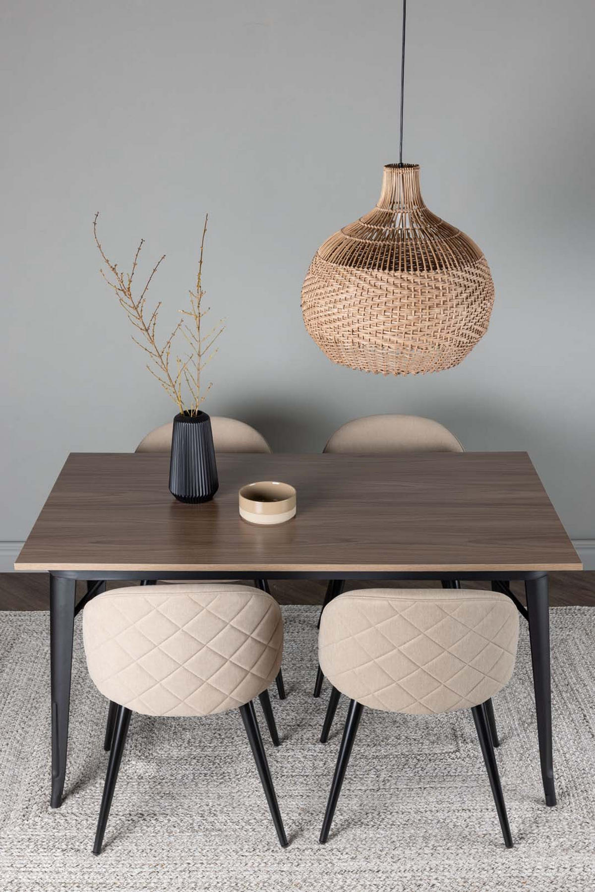 ESSGRUPPE, Tempe, Tisch Beige, Stühle Beige, Holz, 80 x 140 x 75 cm, 5-teilig - Beige, Holz/Metall (80/75/140cm) - ebuy24