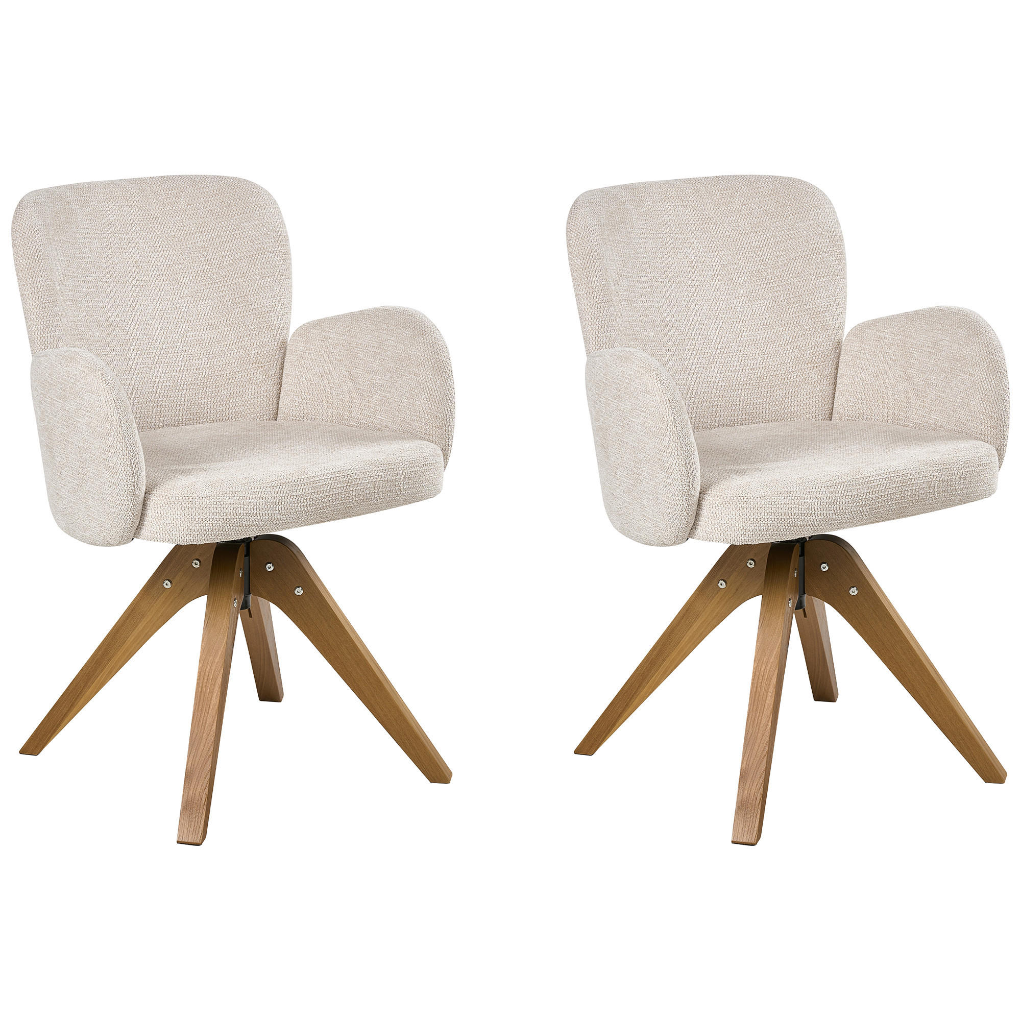 JÍDELNÍ ŽIDLE 2 ks sada otočná Látka Světle béžová Jean - béžová, textil (64/82/70cm) - Beliani