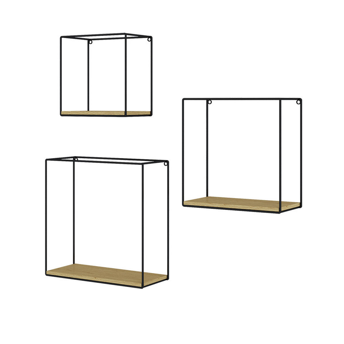 WANDREGAL Hilde Goldkraft Eiche 3 Teile - Eiche Wotan/Schwarz, Holzwerkstoff (32/32/12cm) - Vicco