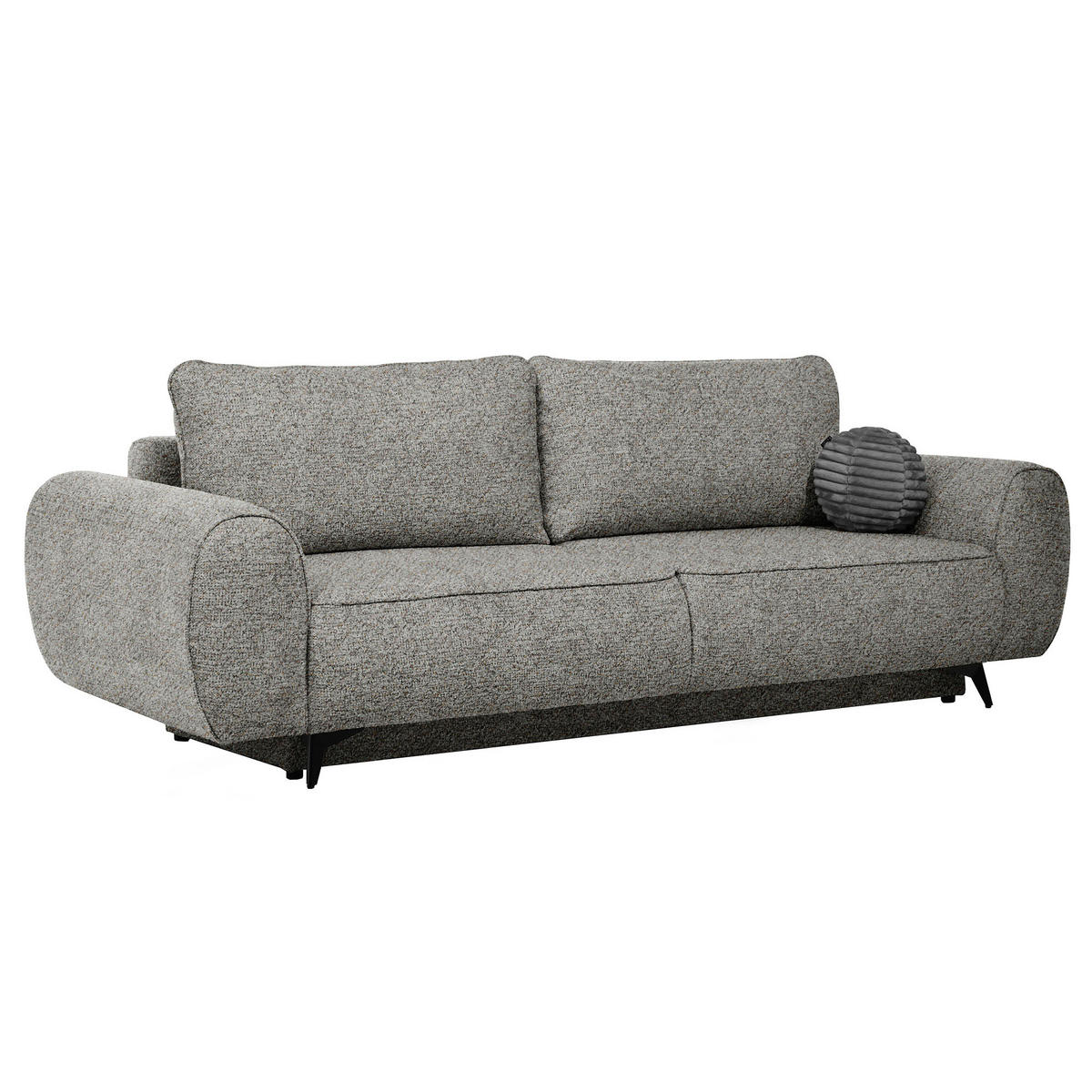 ROZKLÁDACÍ POHOVKA Vito, 3místná s úložným prostorem, systém DL, žinylková látka, šedá - šedá/černá, textil (256/90/99cm) - Beautysofa