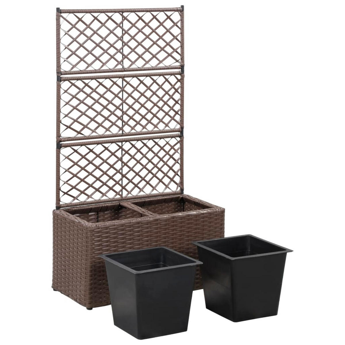 RANKKASTEN aus Rattan ELOT Braun 2 Töpfe 58x30x107 cm - Braun, Kunststoff (58/107/30cm) - DELUKE
