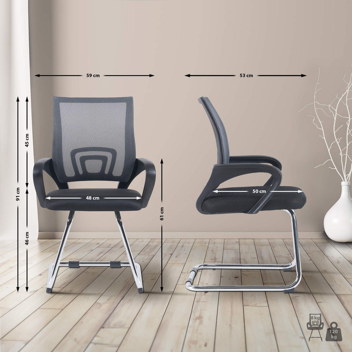 SCHWINGSTUHL Stoff grau - Grau, Textil/Metall (59/91/53cm) - CLP