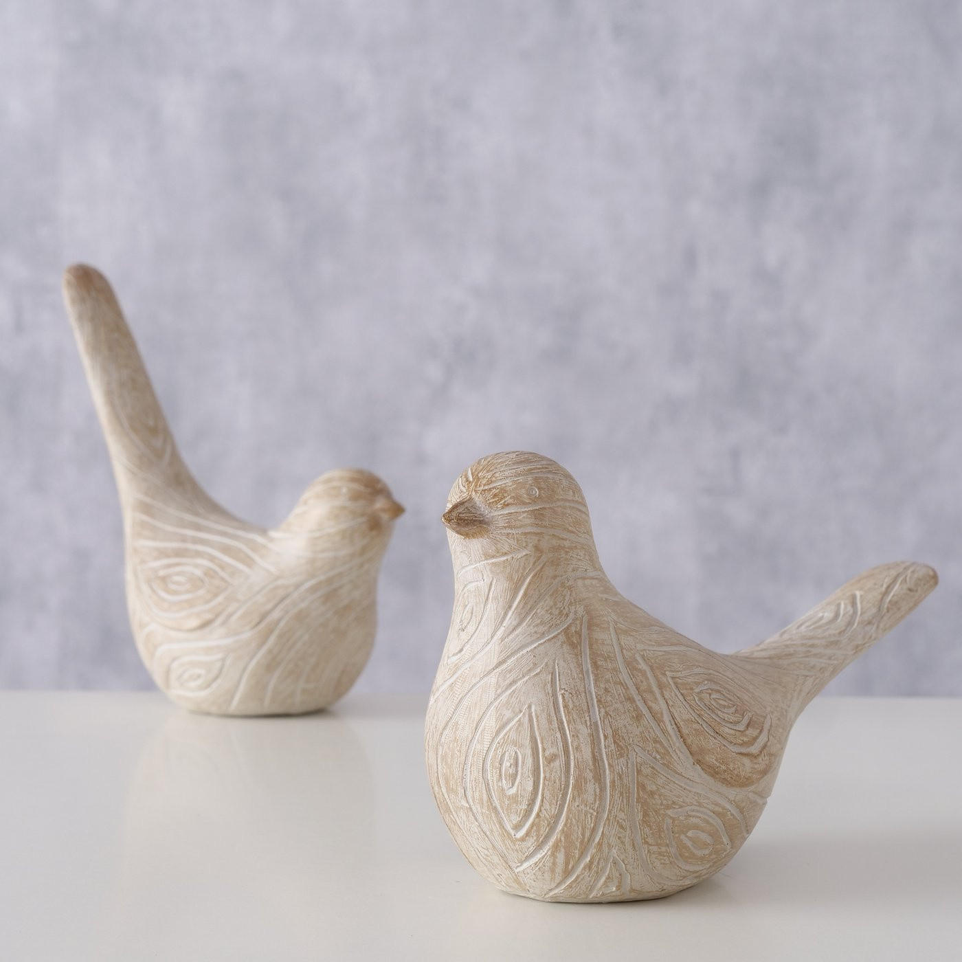 DEKO-VÖGEL Polyresin Karimo 2er-Set - Beige, Kunststoff (6/13/17cm) - Boltze Home