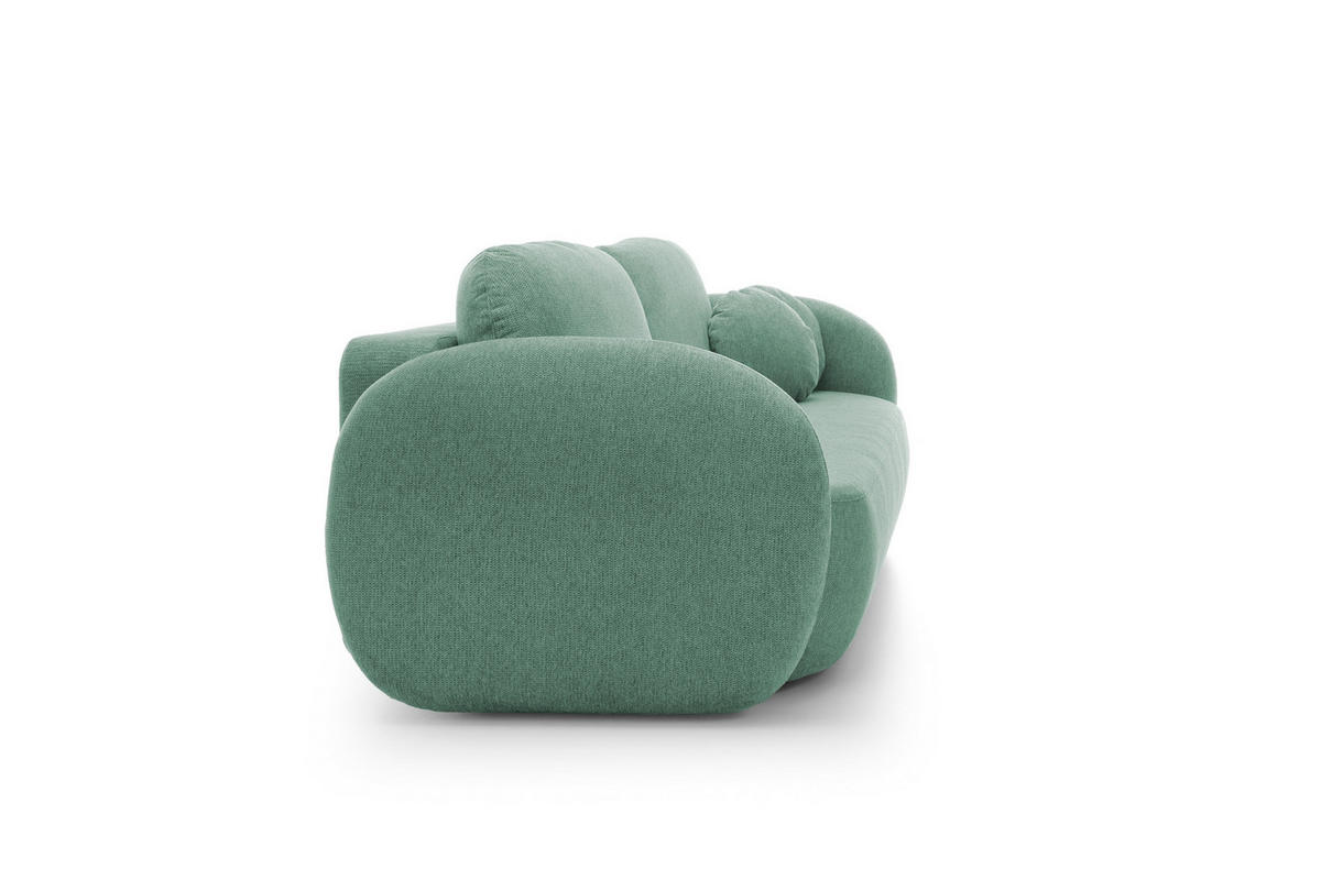 SOFA OLIO Mit Schlaffunktion Und Bettkasten, Bonell-Taschenfederung, Aragon-Stoff, lose Rückenkissen, freistehend, 238x101x86 cm Light blue - Hellblau, Holz/Textil (238/86/101cm) - DomoHome