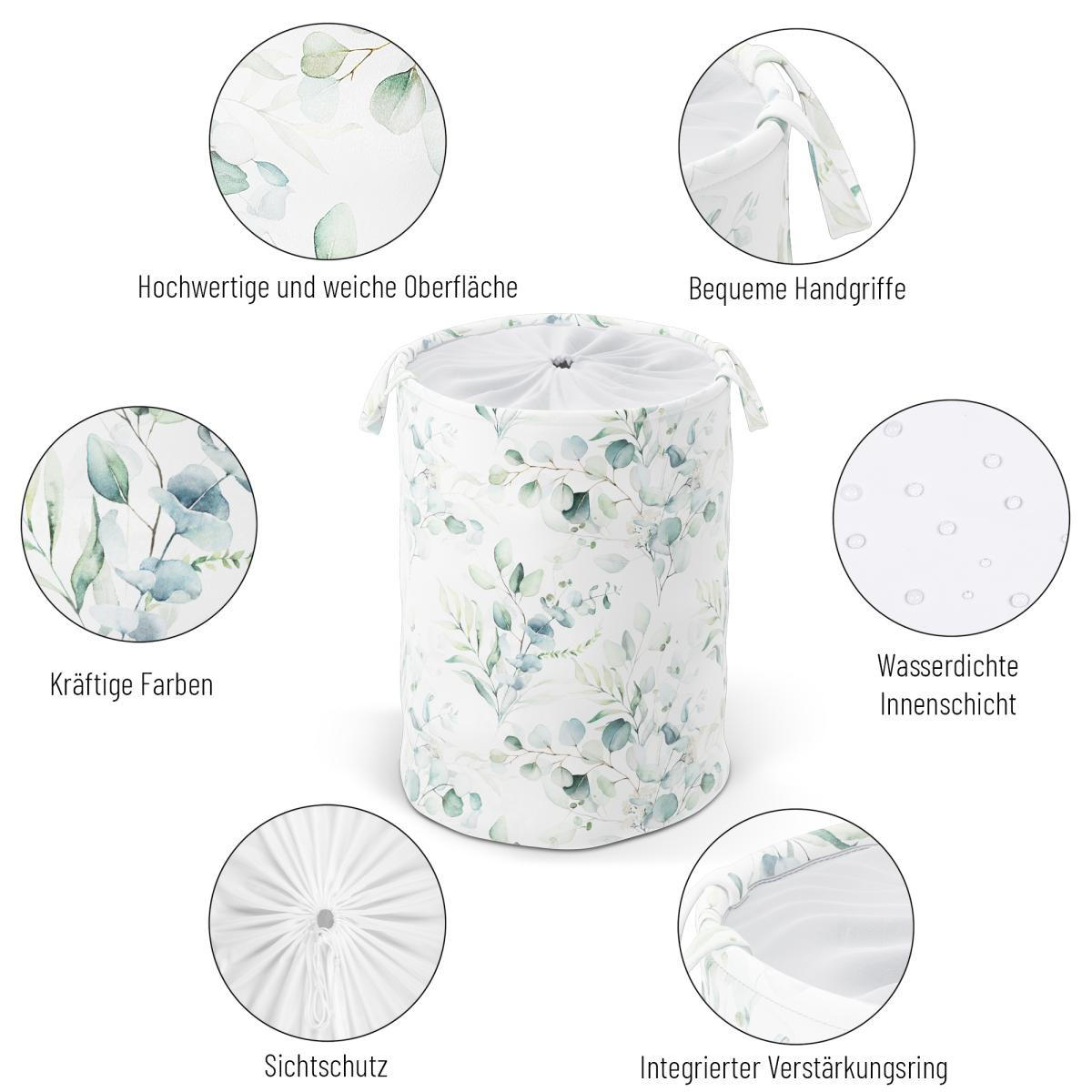 WÄSCHEKORB Eukalyptus - Weiß, Textil (37/55/55cm) - Sanilo