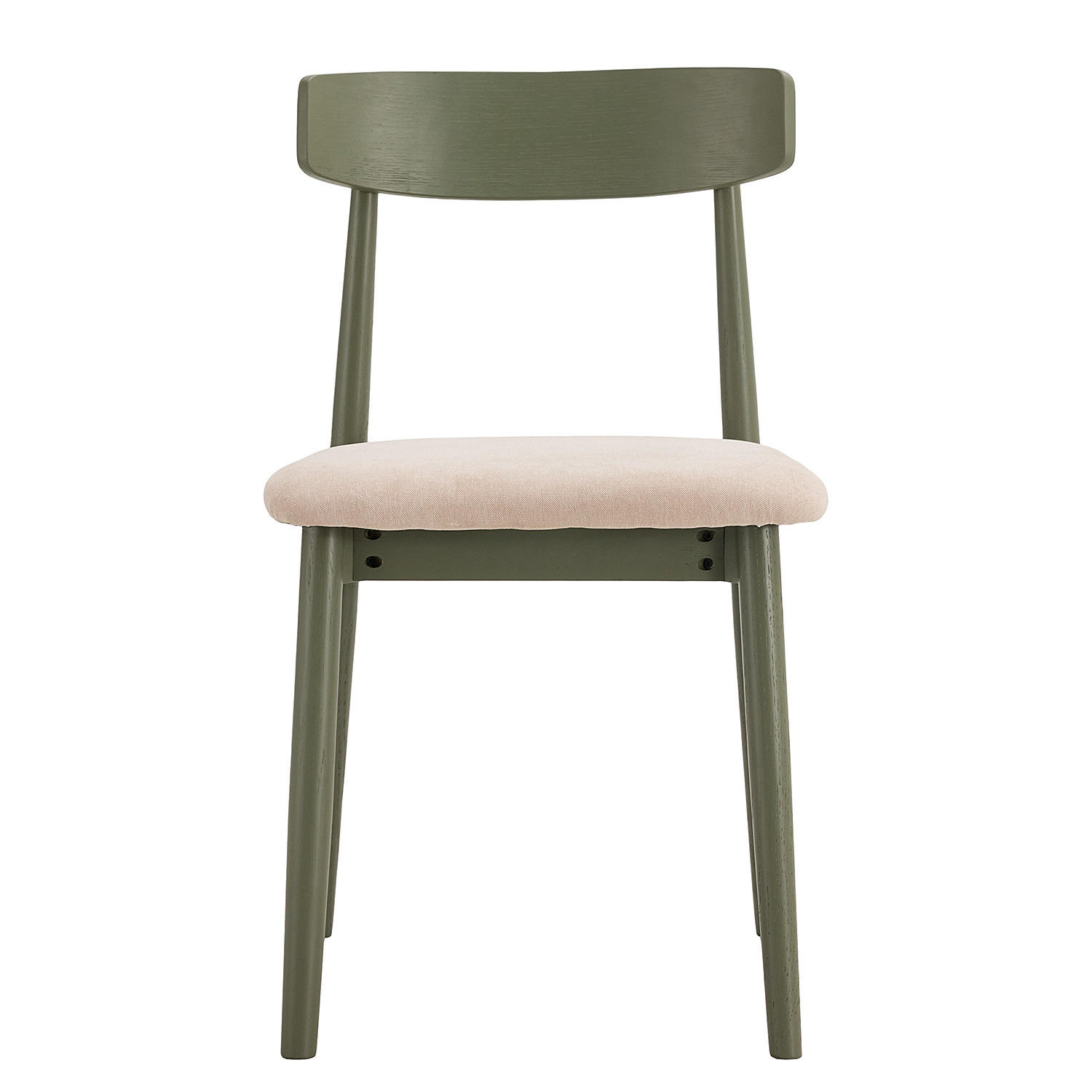 ESSZIMMERSTUHL - Eiche massiv / Webstoff, 2er-Set - Beige/Olivgrün, Holz (47/78/51cm) - home24