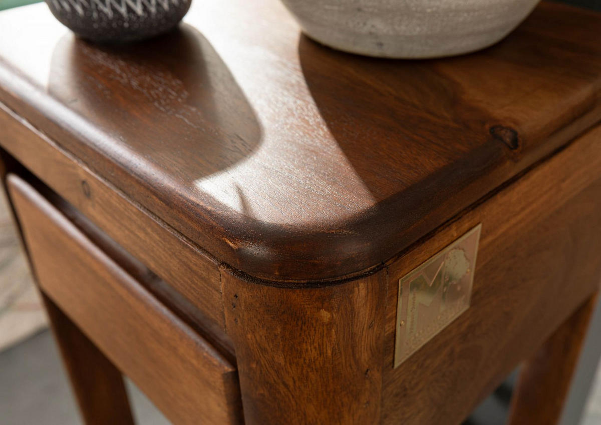 BEISTELLTISCH Sheesham 30x30x90 walnuss gewachst TORONTO #213 - Walnussfarben, Holzwerkstoff (30/30/90cm)