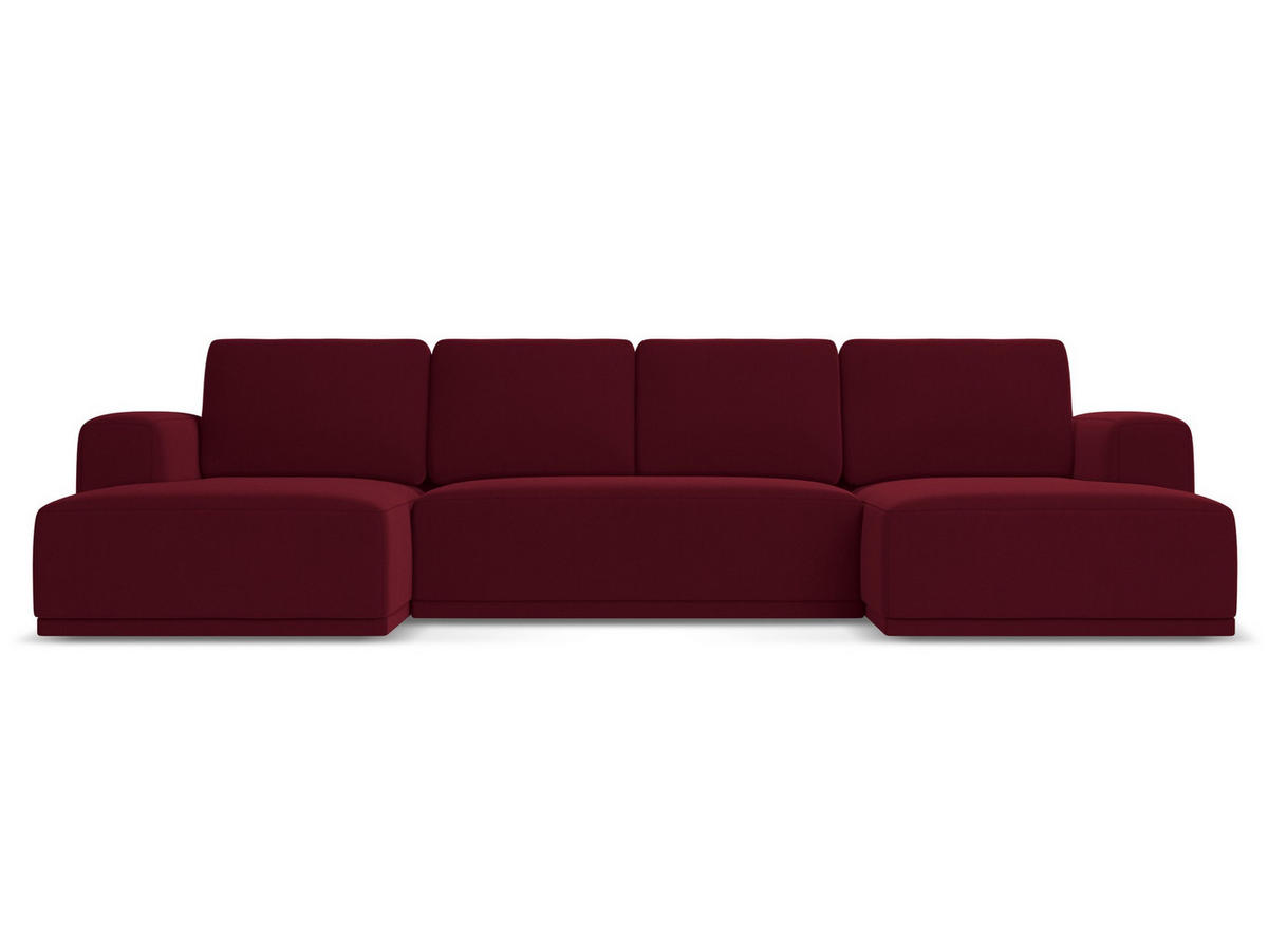 WOHNLANDSCHAFT Samt Stoff Rot - Bordeaux/Rot, Kunststoff/Textil (333/91/160cm) - Makamii