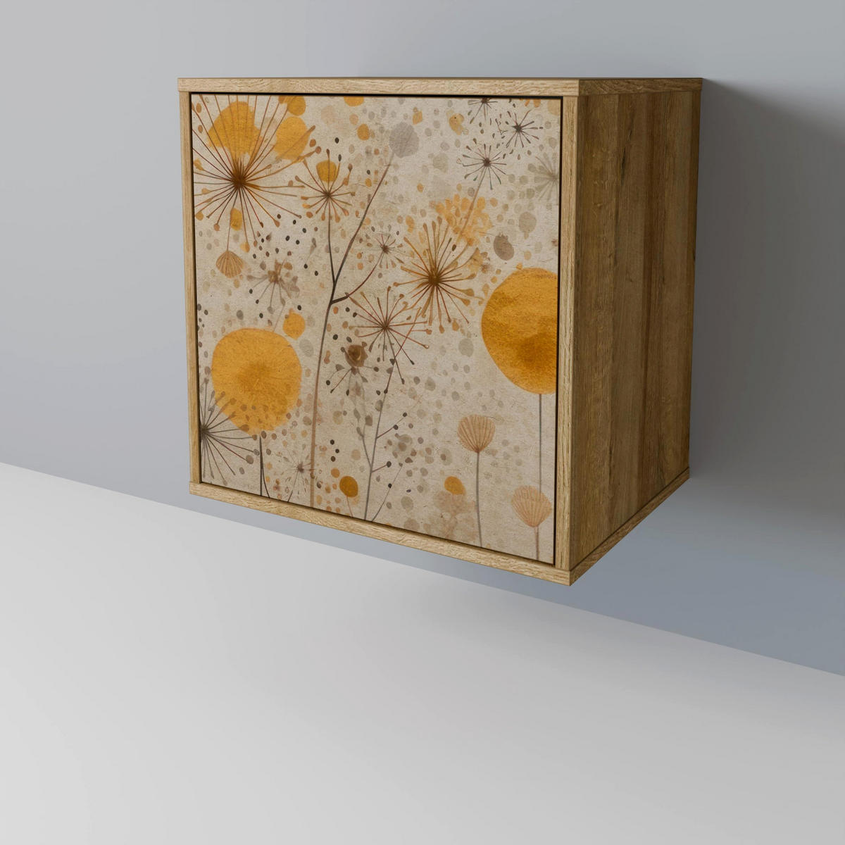SIDEBOARD MORNING GLADE, Eichefarben, 57,5x42x75,5 cm, Goldfarbene Metallfüße - Eichefarben/Goldfarben, Holzwerkstoff/Metall (57.5/75.5/42cm) - SpaceRebels