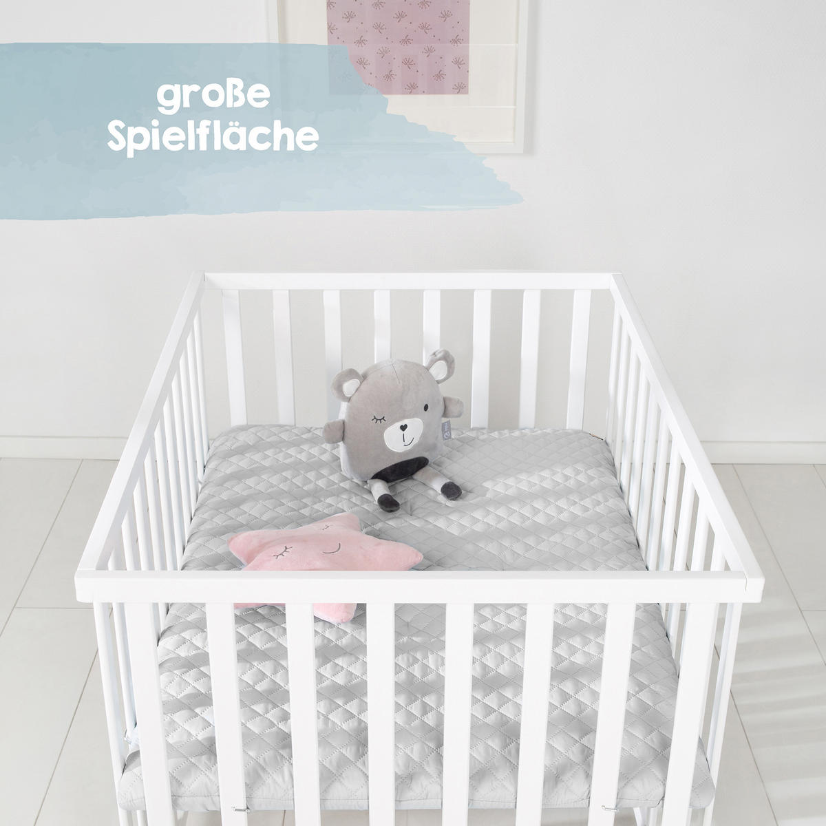LAUFGITTER 100x75, roba Style grau - Weiß, Holzwerkstoff (72.5/72/98cm) - Roba
