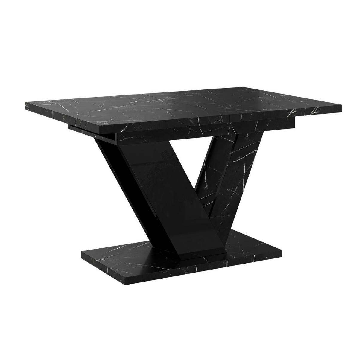 ESSTISCH Royal Schwarz Marmoptik Ausziehbar 120 - 160 cm - Schwarz, Holzwerkstoff (120/80/76cm) - PROSPERO