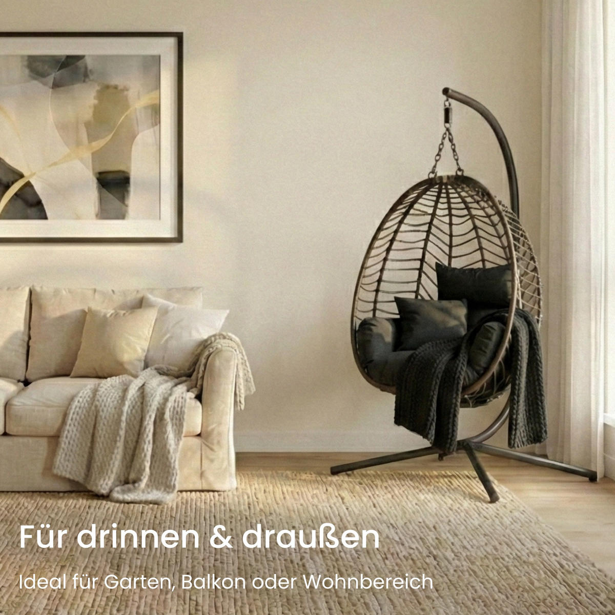 HÄNGESESSEL in Schwarz - Schwarz, Metall (92/197/104cm) - Home Collective