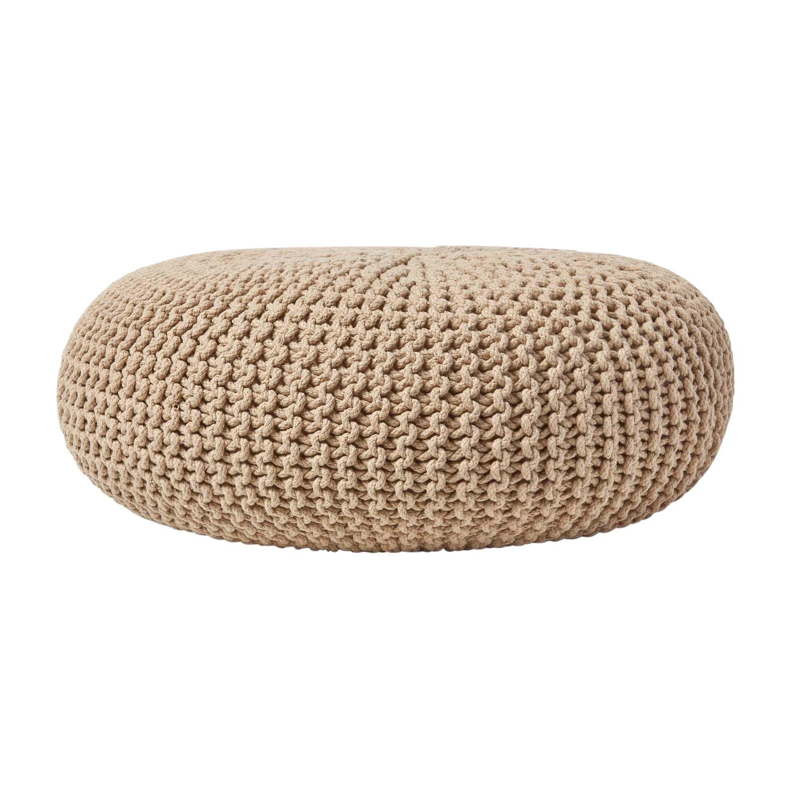 STRICK-POUF beige, Bodenkissen rund 70/70/23 cm - Beige, Textil (70/23/70cm) - Homescapes