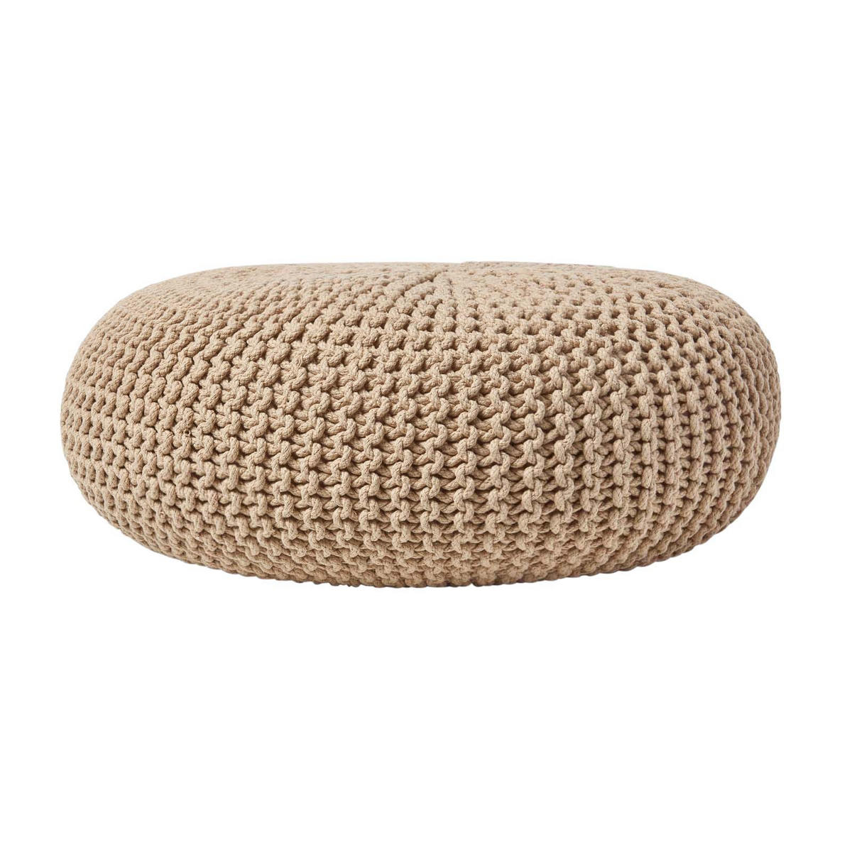 STRICK-POUF beige, Bodenkissen rund 70/70/23 cm - Beige, Textil (70/23/70cm) - Homescapes