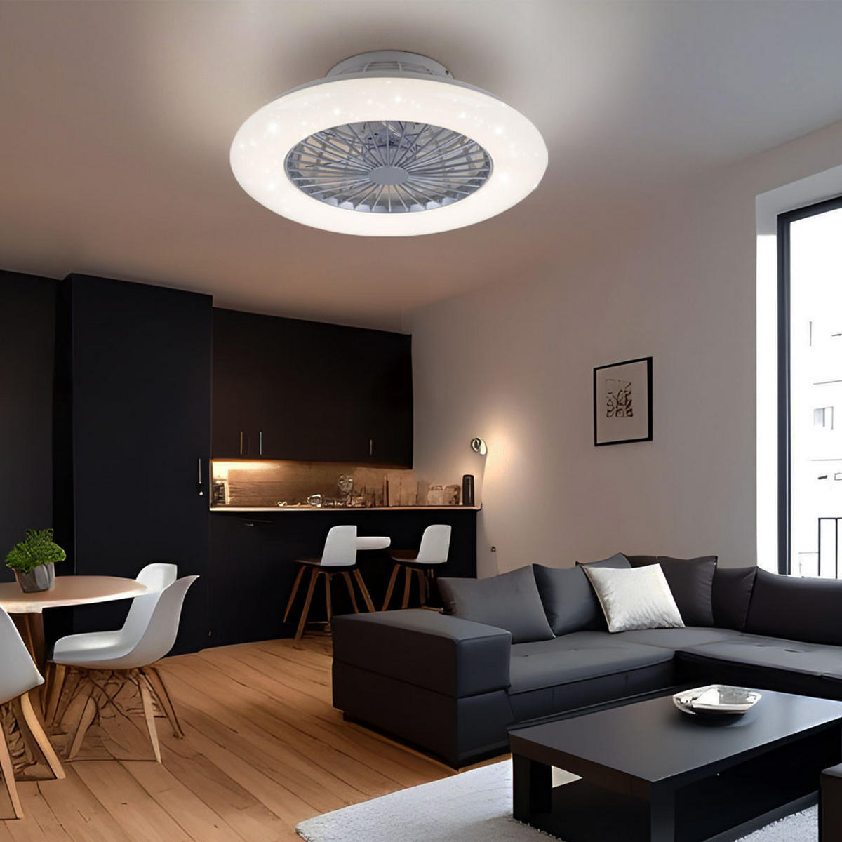 LED DECKENLEUCHTE Deckenventilator Weiß - Weiß, Kunststoff (50/50/16cm)