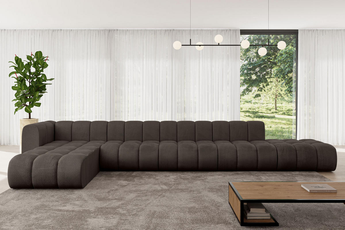 ECKSOFA modulares Sofa Zuvon-L3 - 478x177x70 cm Braun - Braun, Holzwerkstoff/Textil (478/177cm) - ALTDECOR